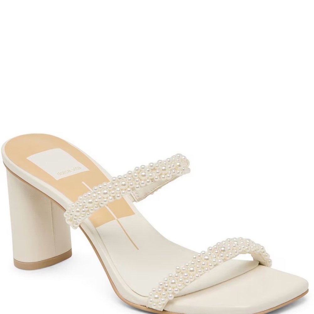Dolce Vita Cream Pearl-Studded Heels